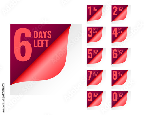 number of days left tags in page curl style