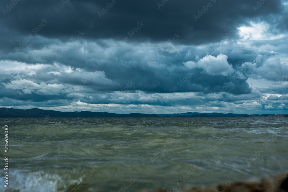 Dark Rain Clouds over Baltic Sea Beach of Heringsdorf, Usedom Islan, Germany