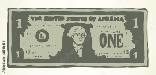 One dollar. Vector drawing