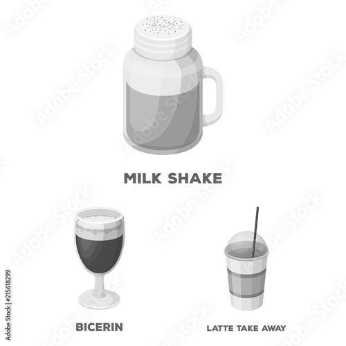 Different kinds of coffee monochrome icons in set collection for design. Coffee drink vector symbol stock web illustration.