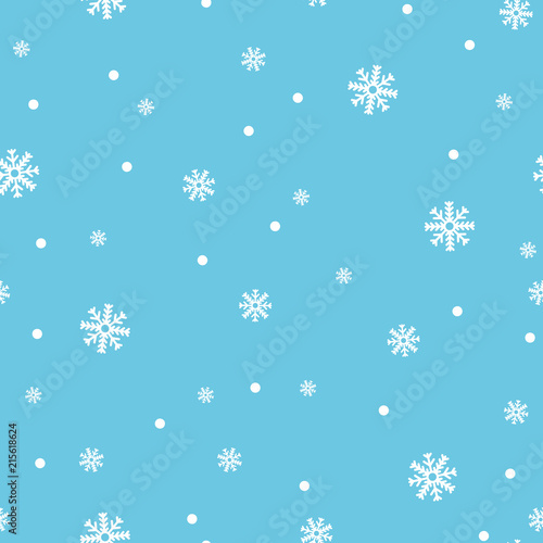 Snowflake seamless pattern. Snow on white background. Abstract wallpaper  wrapping decoration. Symbol winter  Merry Christmas holiday  Happy New Year celebration Vector illustration.