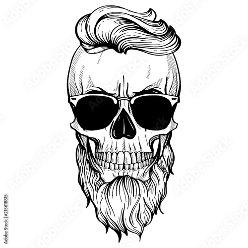 Angry skull with hairstyle