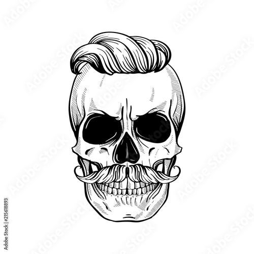 Angry skull with hairstyle