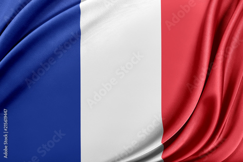 France flag with a glossy silk texture.
