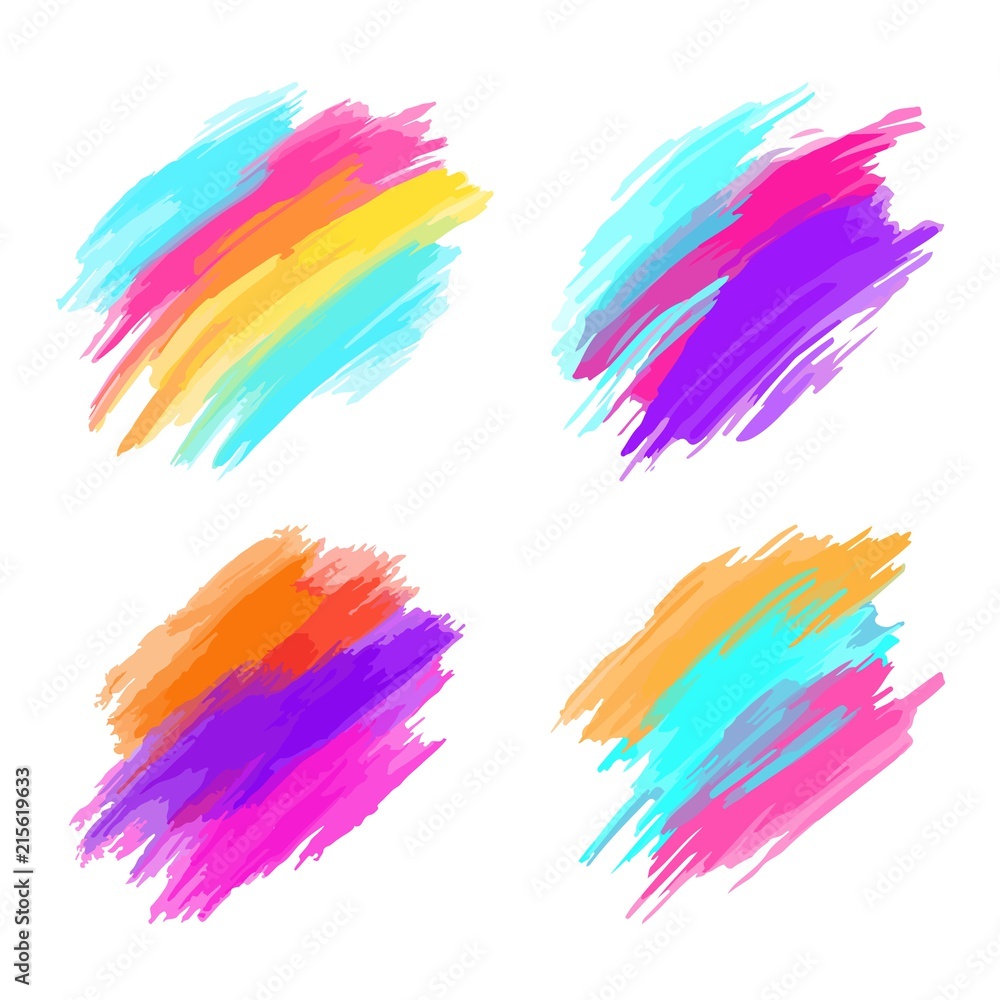 Set of colorful brush strokes. Modern design element. Vector illustration Set of colorful brush strokes. Modern design element. Vector illustration