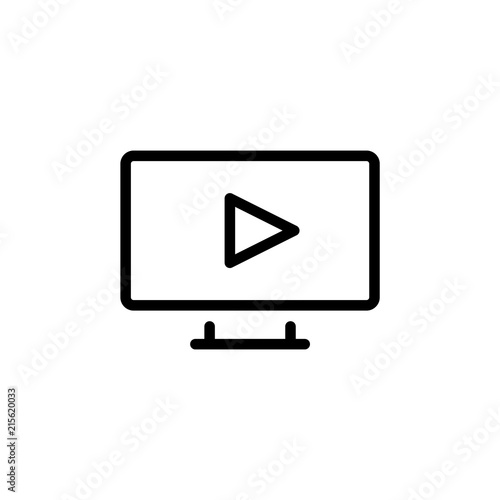 Play TV icon simple flat style outline illustration