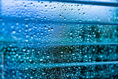 Water drops on glass. Rain drops on clear window
