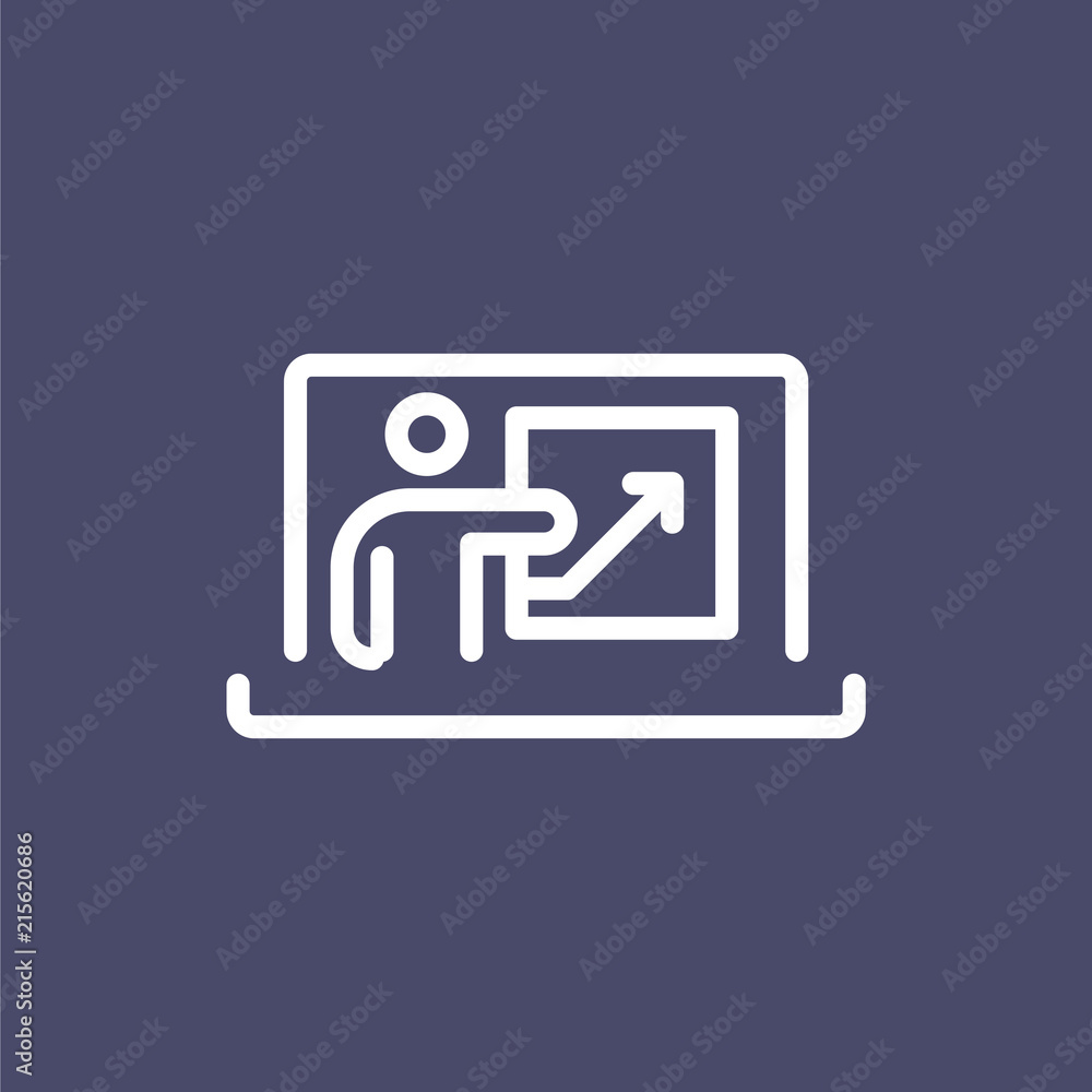 Online education icon simple flat style outline illustration Online education icon simple flat style outline illustration