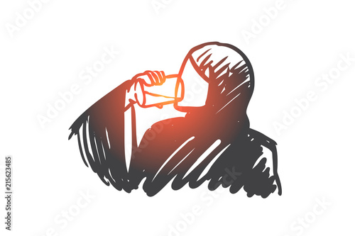 Thirst, fresh, beverage, muslim, arabic, concept. Hand drawn isolated vector