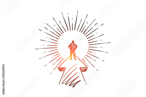 Goal, career, startup, leader, businessman concept. Hand drawn isolated vector.