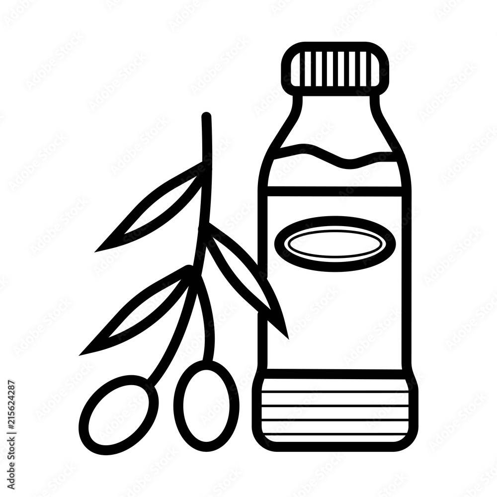 Bottle of olive oil and branch vector Bottle of olive oil and branch vector