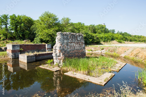 old monumental piers of Trajan's Bridge Serbia