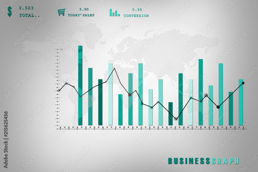2d rendering Stock market online business concept. business Graph 2d rendering Stock market online business concept. business Graph