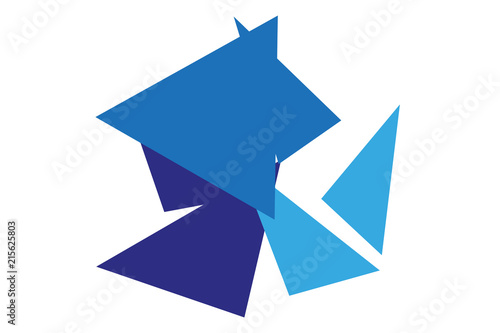 Logotipo de formas azules.