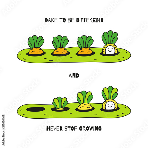 Dare to be different. Baby carrot in the garden.