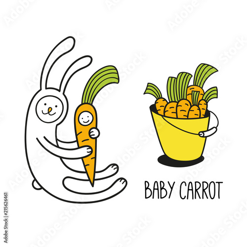 bunny rabbit and baby carrot