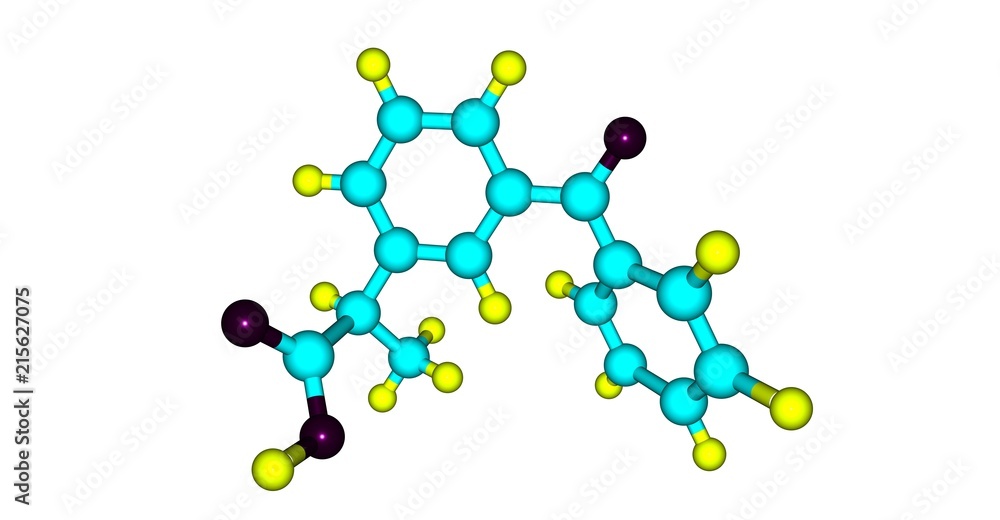 Ketoprofen molecular structure isolated on white Ketoprofen molecular structure isolated on white