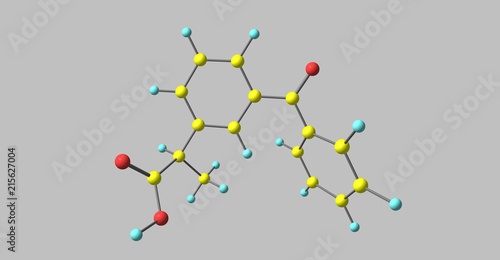 Ketoprofen molecular structure isolated on grey photo