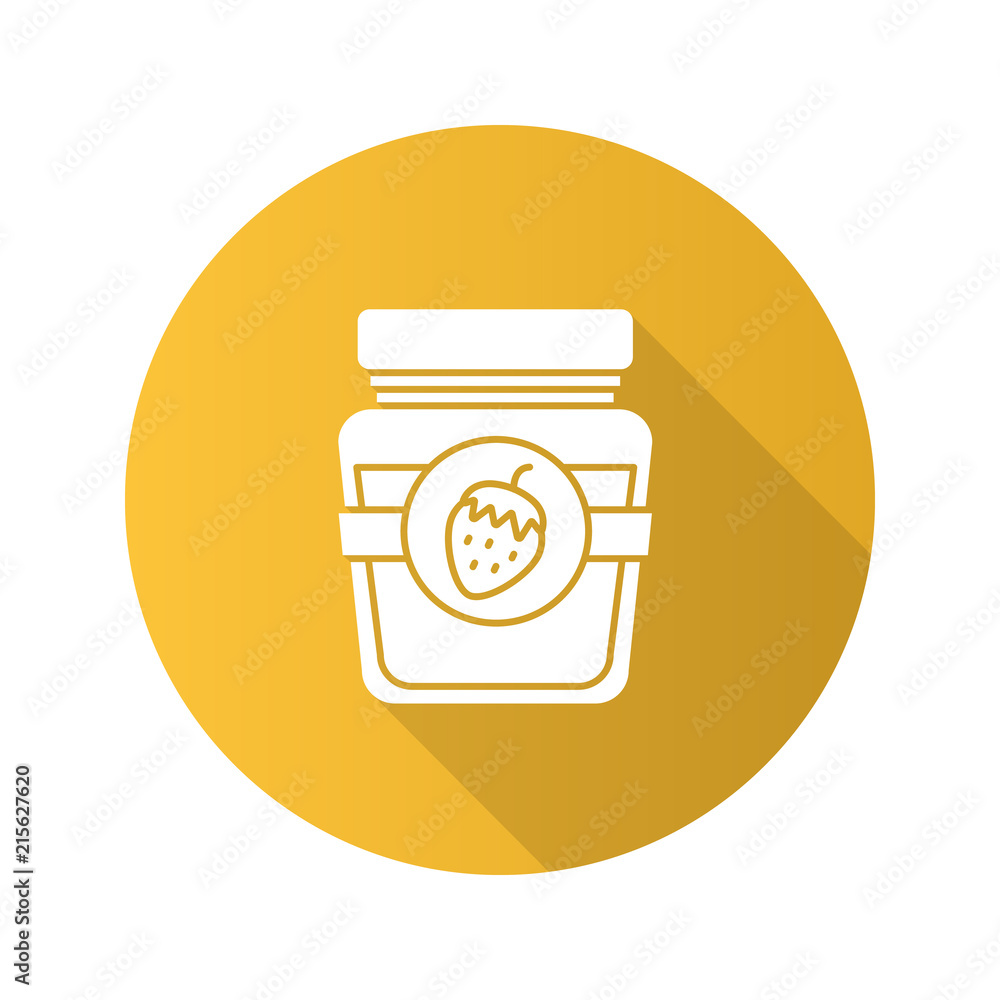 Strawberry jam jar flat design long shadow glyph icon Strawberry jam jar flat design long shadow glyph icon