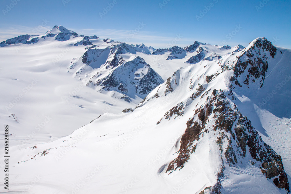Winter snow covered mountain peaks Austrian alps