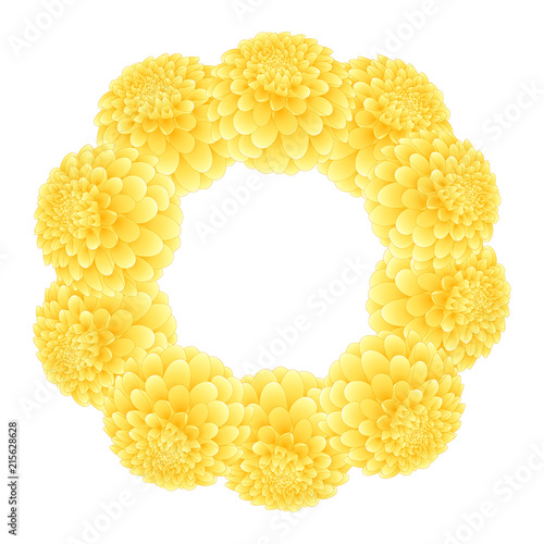 Fototapeta Naklejka Na Ścianę i Meble -  Yellow Dahlia Wreath