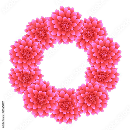 Fototapeta Naklejka Na Ścianę i Meble -  Pink Dahlia Wreath Style 2
