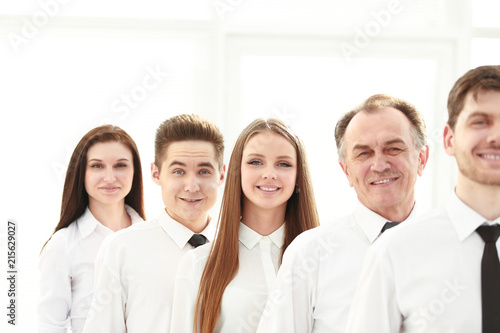 close up. a successful group of employees standing in a row