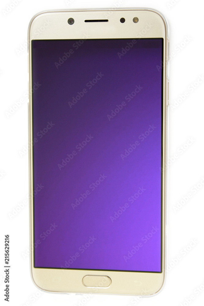 Telefono movil inteligente con el fondo de pantalla color morado foto de  Stock | Adobe Stock