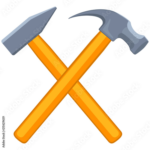 Colorful cartoon tow crossed hammers