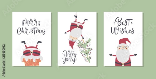 Christmas gift cards or tags with calligraphy. Hand drawn design elements.