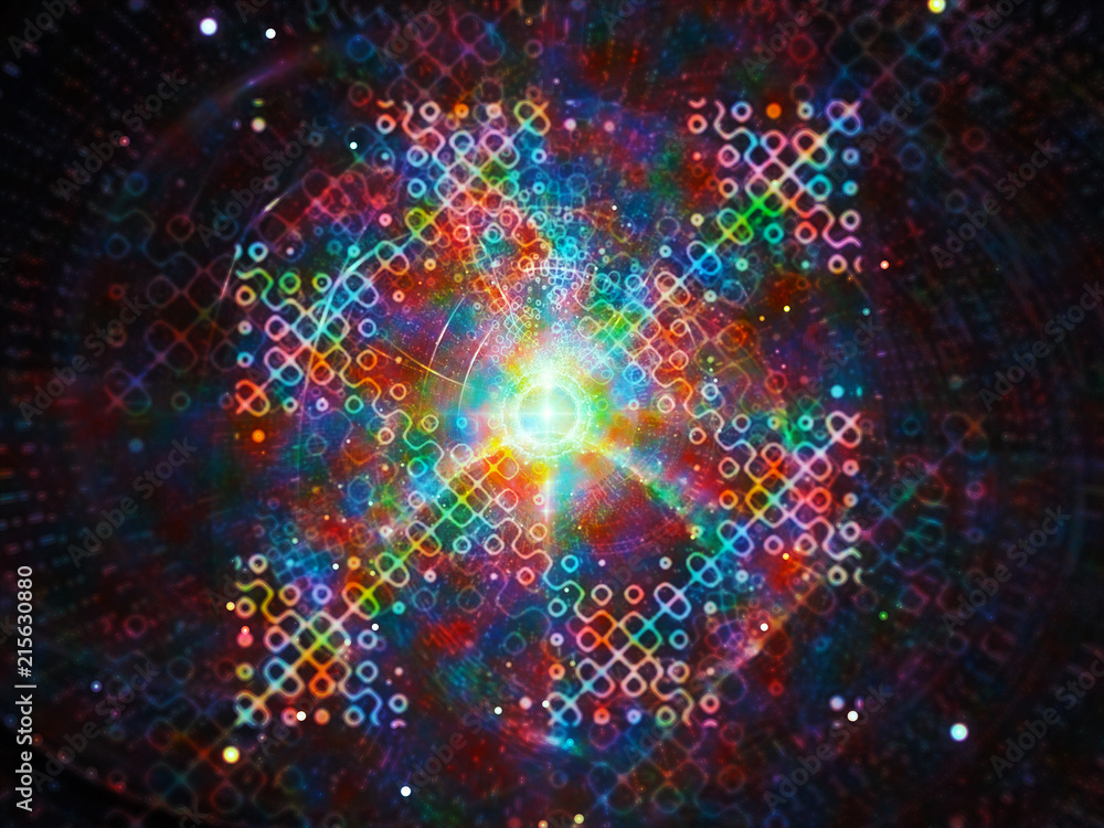 Obraz premium Colorful glowing futuristic quantum processor