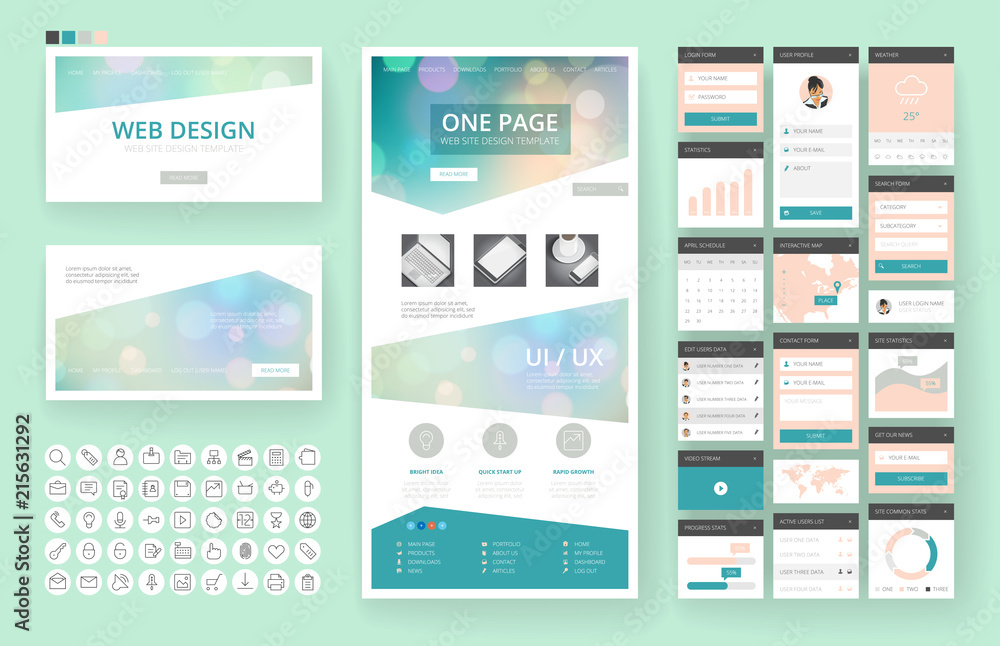 Website design template and interface elements Website design template and interface elements