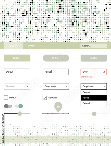 Light Green vector ui ux kit with circles.