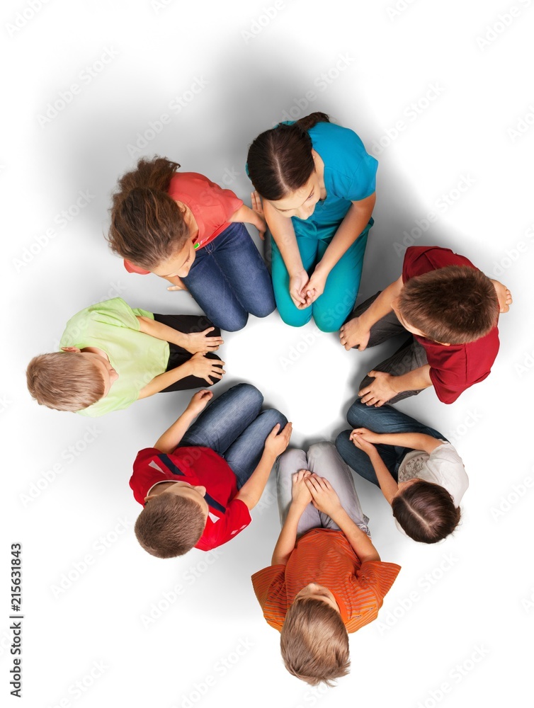 Portrait of Children Sitting Down in Circle