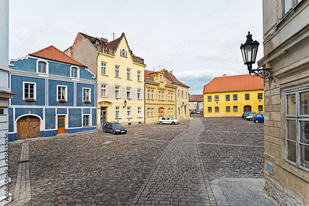 Side street in Zatec town. Czech Republic.
