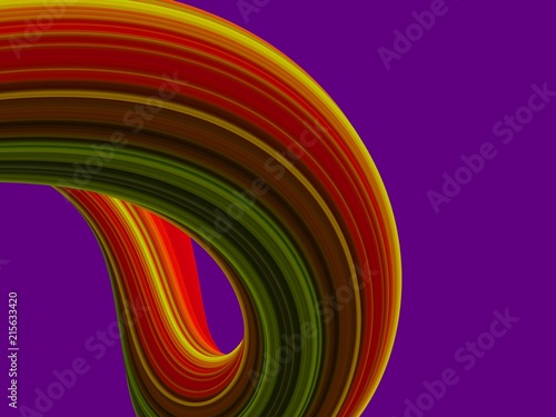 Twisted abstract striped shape. 3D rendering illustration.