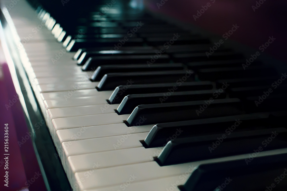 Piano keyboard background with selective focus Piano keyboard background with selective focus