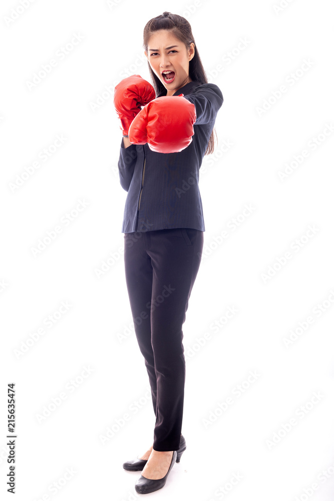 Business woman boxing gloves portrait, ready for a fight. Business woman boxing gloves portrait, ready for a fight.