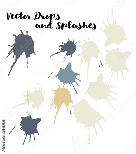 Graffiti Grunge Vector Watercolor Brushstrokes. Buttons  Splashes  Doodles  Stains  Scribble Hand Painted Vector Set. Vintage Uneven Textured Paintbrush Logo Elements. Rough Black and White Highlights