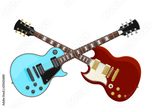 Guitar Battle Concept. Two Electric Guitars Crossed
