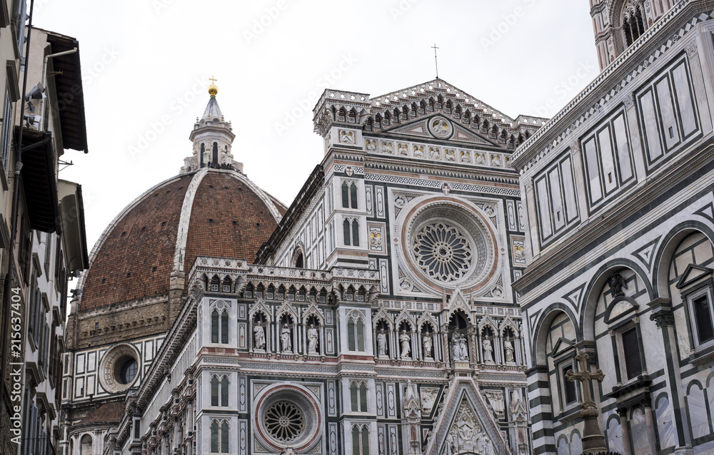 details of the cathedral of Florence on a cold winter day