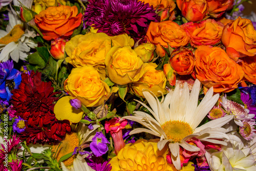 Photo of close-up abstract flower background consist of many flowers