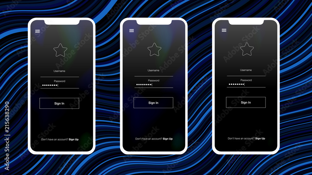 Dark BLUE vector style guide with phone screen. Dark BLUE vector style guide with phone screen.