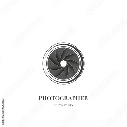 Abstract camera logo vector design template for professional photographer or photo studio