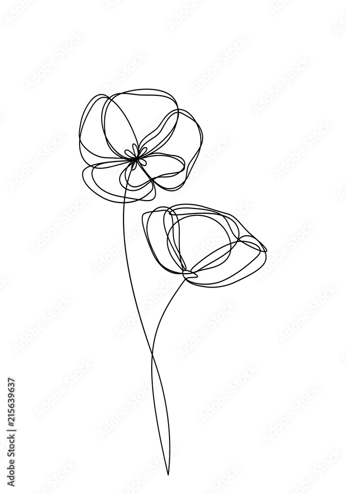 Fototapeta Ikona kwiatu maku, logo, etykieta