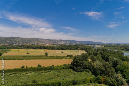 Luftbild der Rhone bei le Pouzin