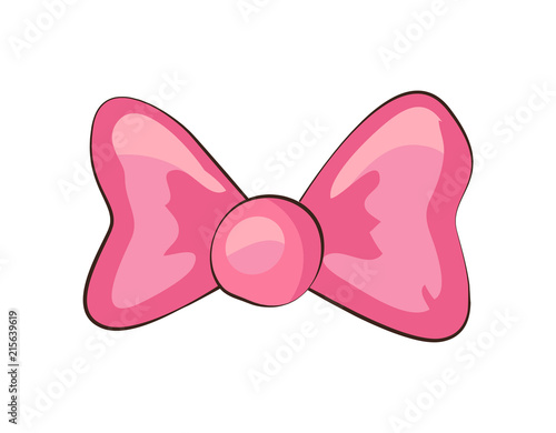Pink Bow Silky Decorative Element Isolated White