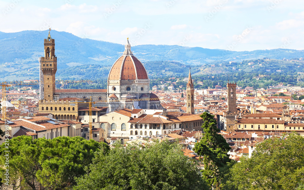 cityscape view of Florence or Firenze city Italy - Basilica of Saint Mary of the Flower - Florence Cathedral view