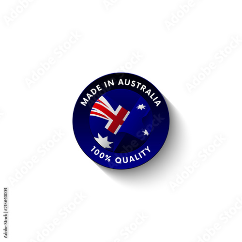 Made in Australia badge with Australia flag. Badge with long shadow. Vector illustration. Free Download Made in Australia badge with Australia flag. Badge with long shadow. Vector illustration. - GFXLoad