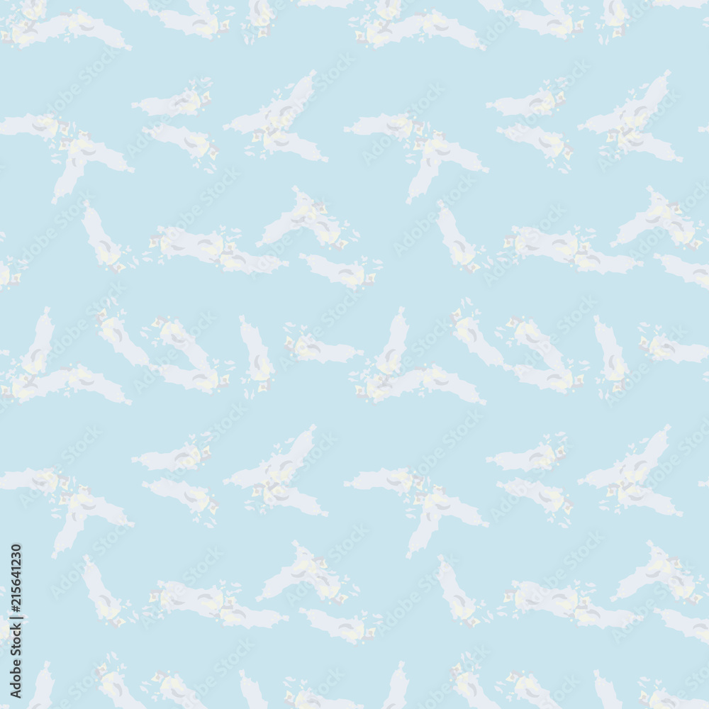 Military camouflage seamless pattern in light blue and different shades of grey or beige colors